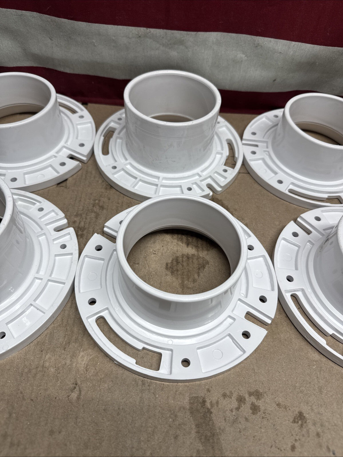 8pck 3" X 4" PVC CLOSET FLANGE NO PIPE STOP STANDARD PATERN New Open Box