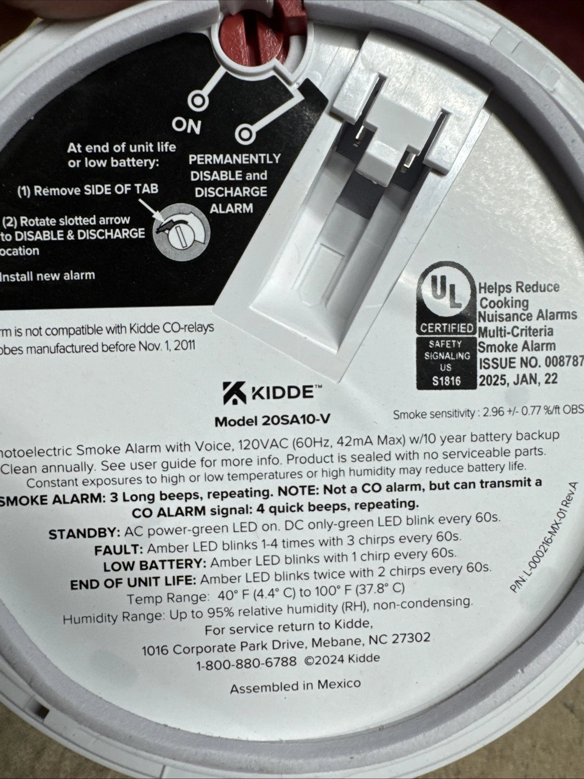 Kidde 20SA10-V Hardwired Interconnected Smoke Detector with Photoelectric Sensor