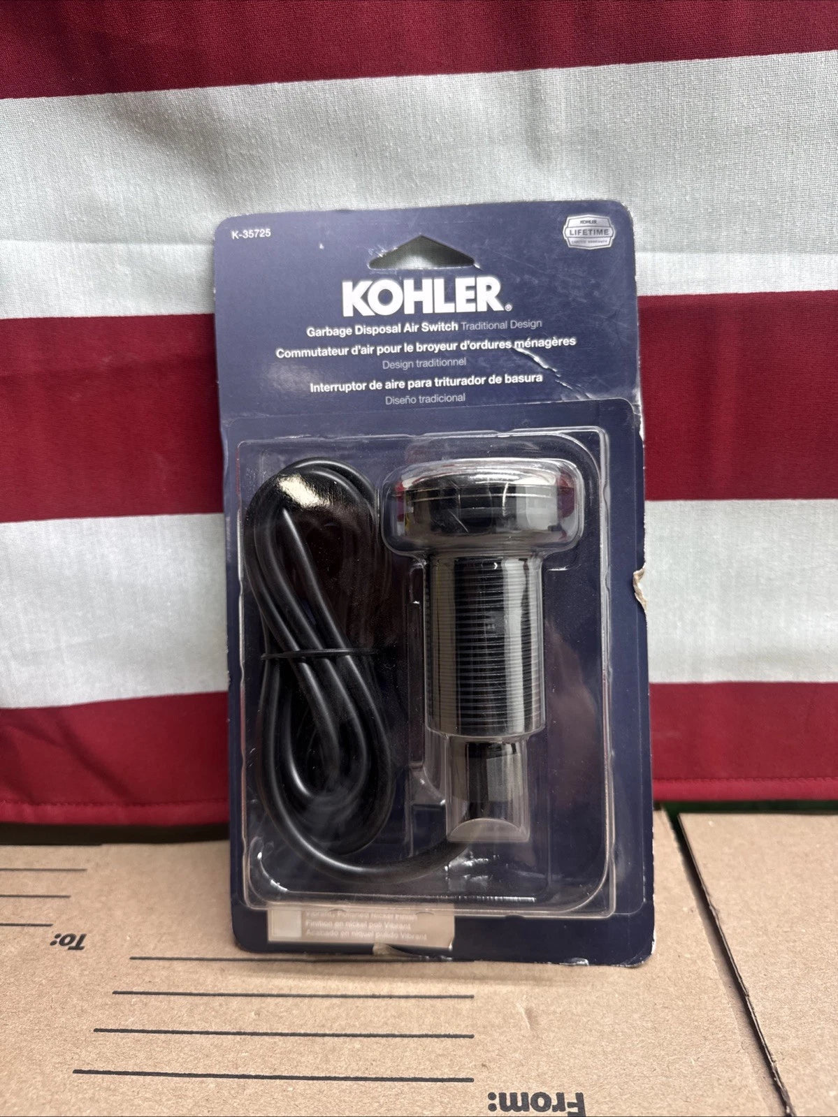 KOHLER Garbage Disposal Air Switch Button in Vibrant POLISHED Nickel 35725-SN