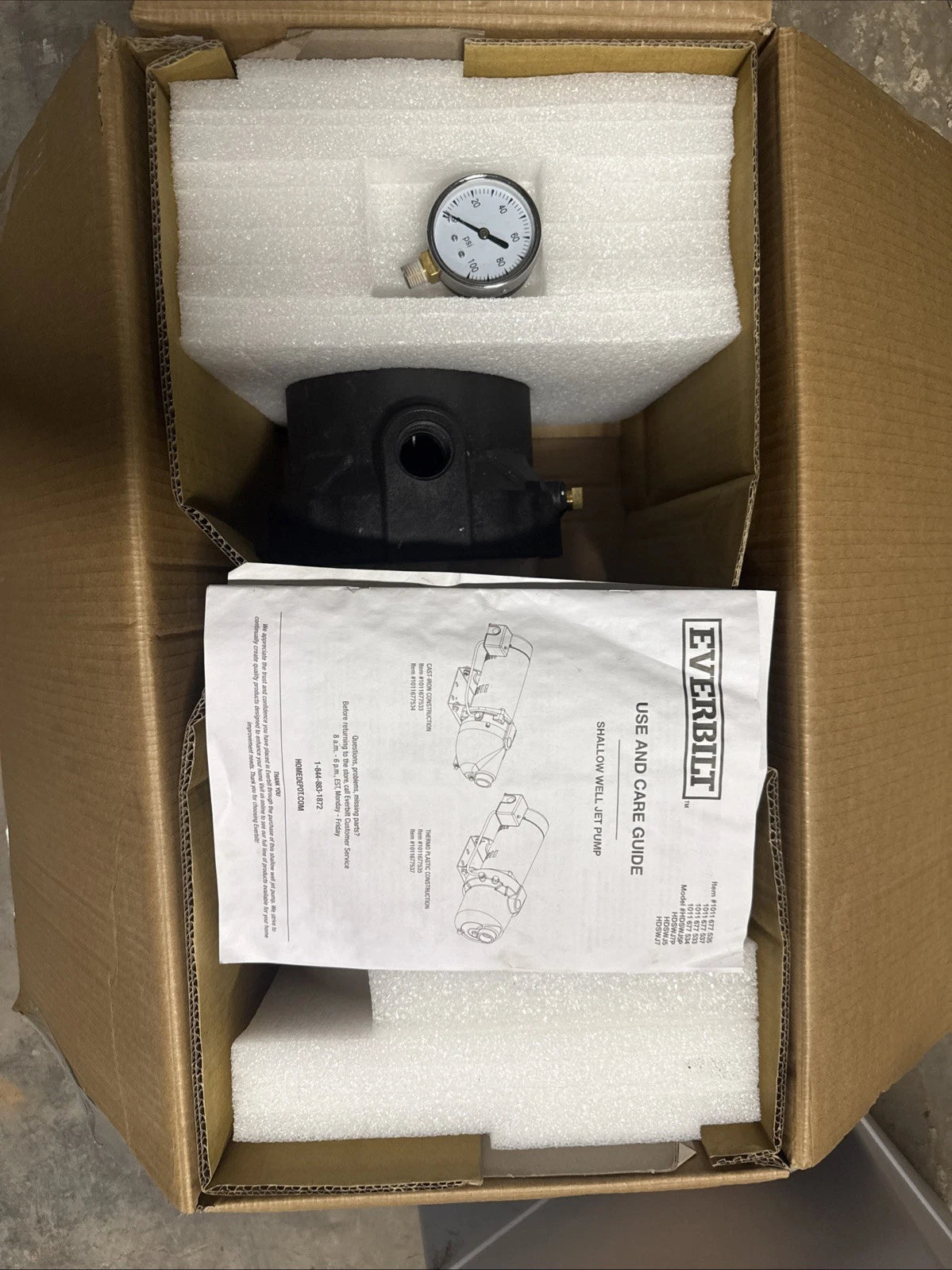 Everbilt 1/2 HP Shallow Well Jet Pump 1011677535 For Parts