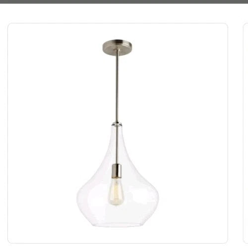 Sea Gull Lighting Mora 1 Light Pendant In Brushed Nickel Finish Clear Shade OB
