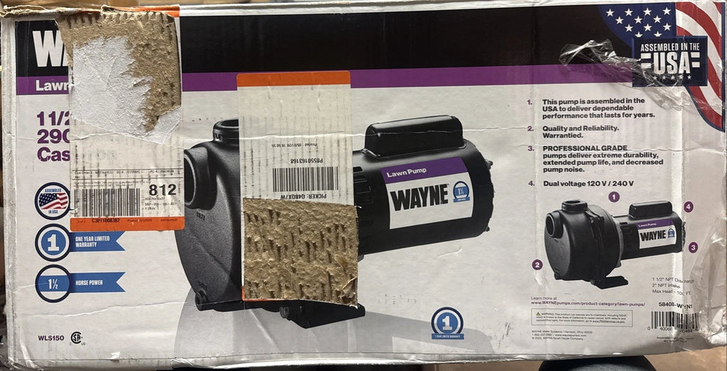 Wayne 1-1/2 HP Cast Iron Quick-Prime Lawn-Sprinkler Pump- Parts Only READ DESCRI