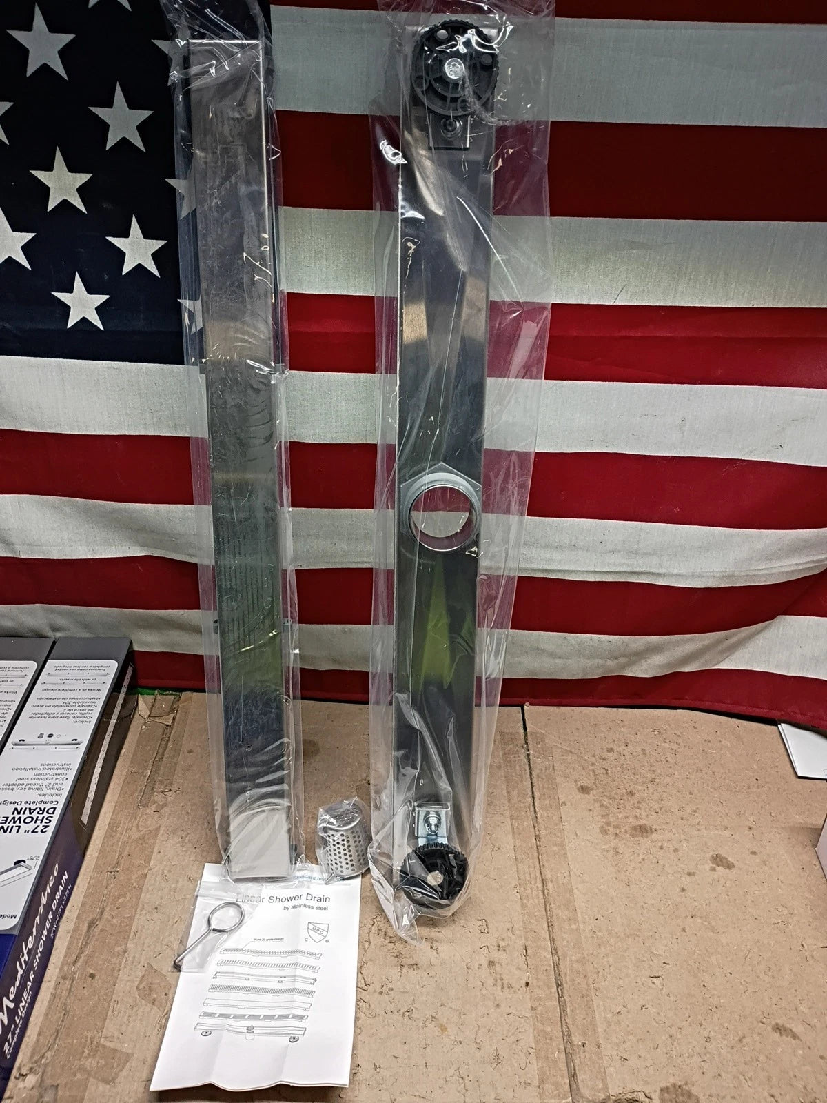 New Mediterraneo Linear Shower Drain Dual Design Stainless Steel 27" ZAD-27C