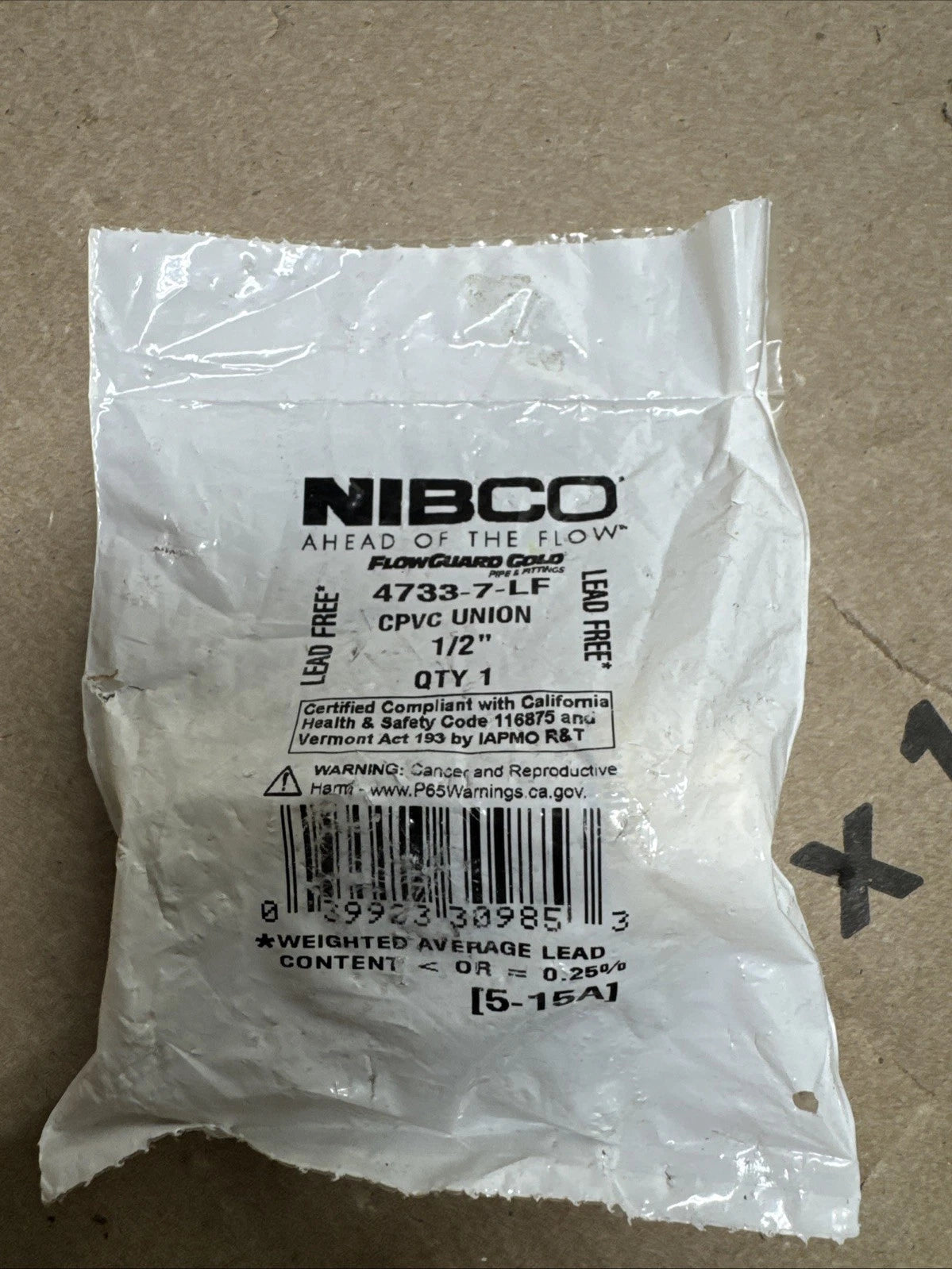 (19PK) NIBCO 1/2 in. CPVC-CTS & Copper Alloy Lead-Free Slip x Compression Union