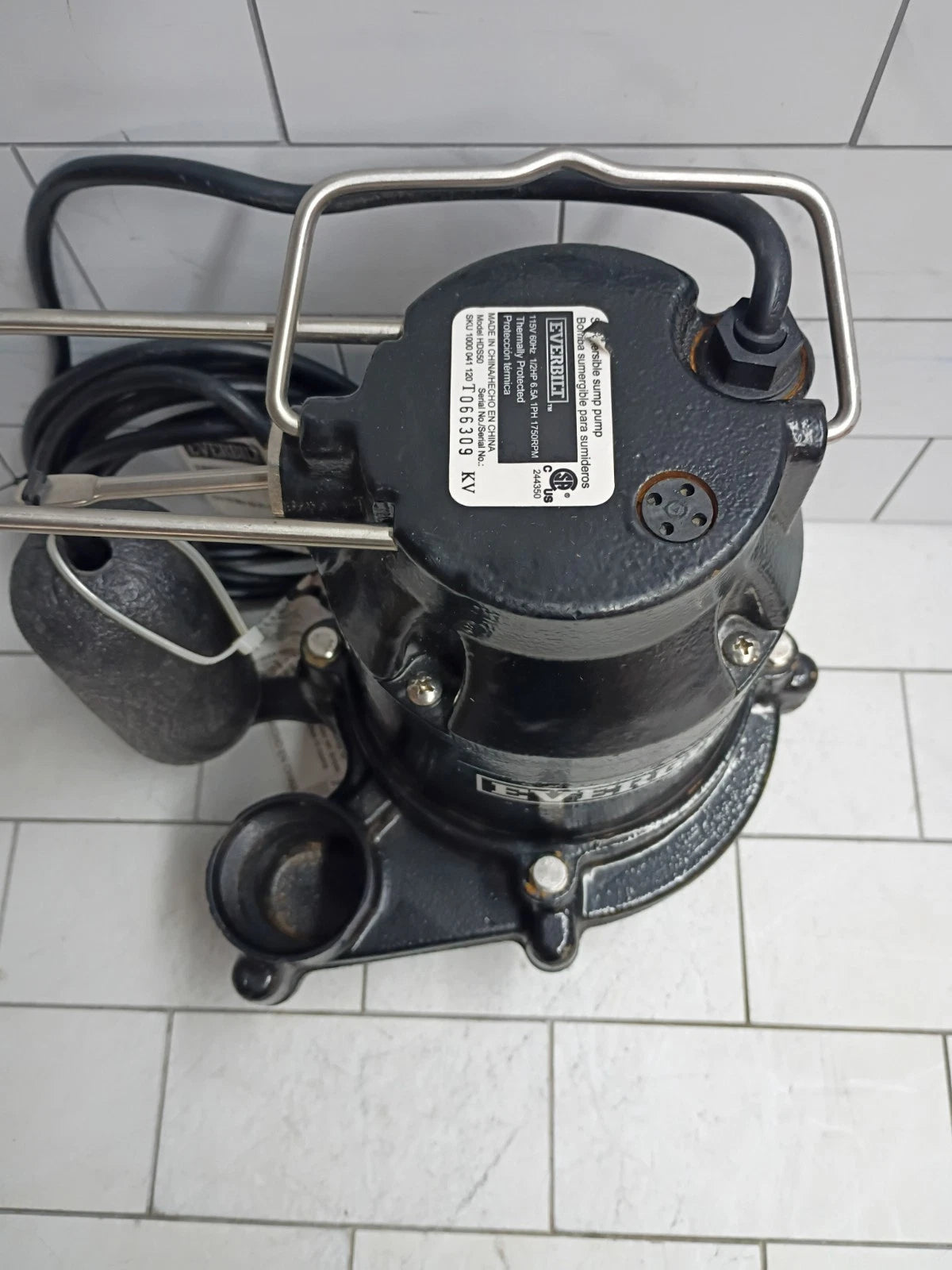 Everbilt HDS50 1/2 HP Cast Iron Sump Pump Used, Read Description..