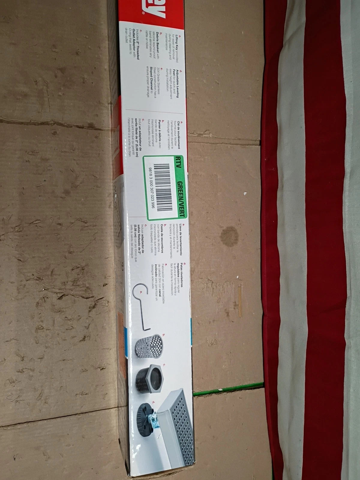 Oatey Designline 24 in Stainless Steel. Linear Shower Drain. with Square Pattern