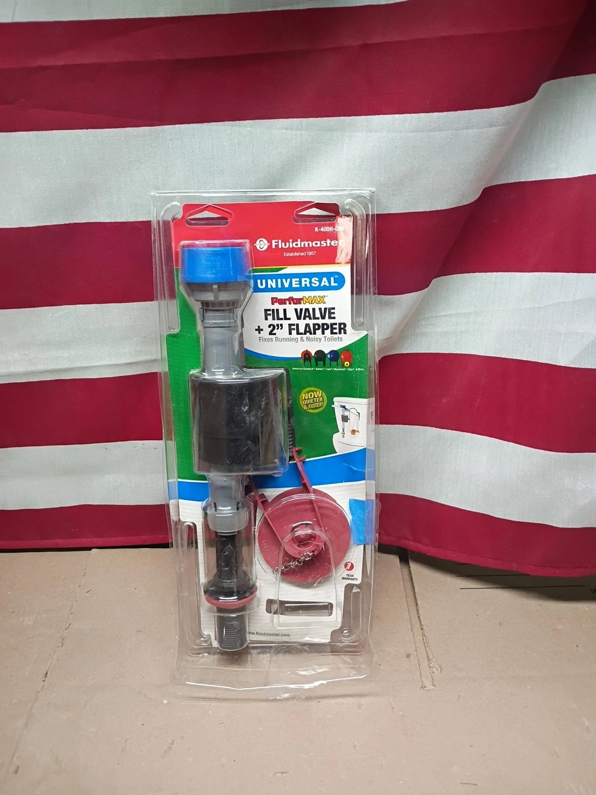 12PK Fluidmaster Performax Universal Toilet Fill Valve And FlapperKit K-400H-039