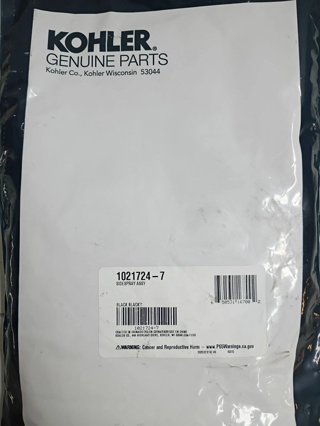 Kohler 1021724-7 Pullout Faucet Hose Kit 3ft Sink Hose Black Handle New