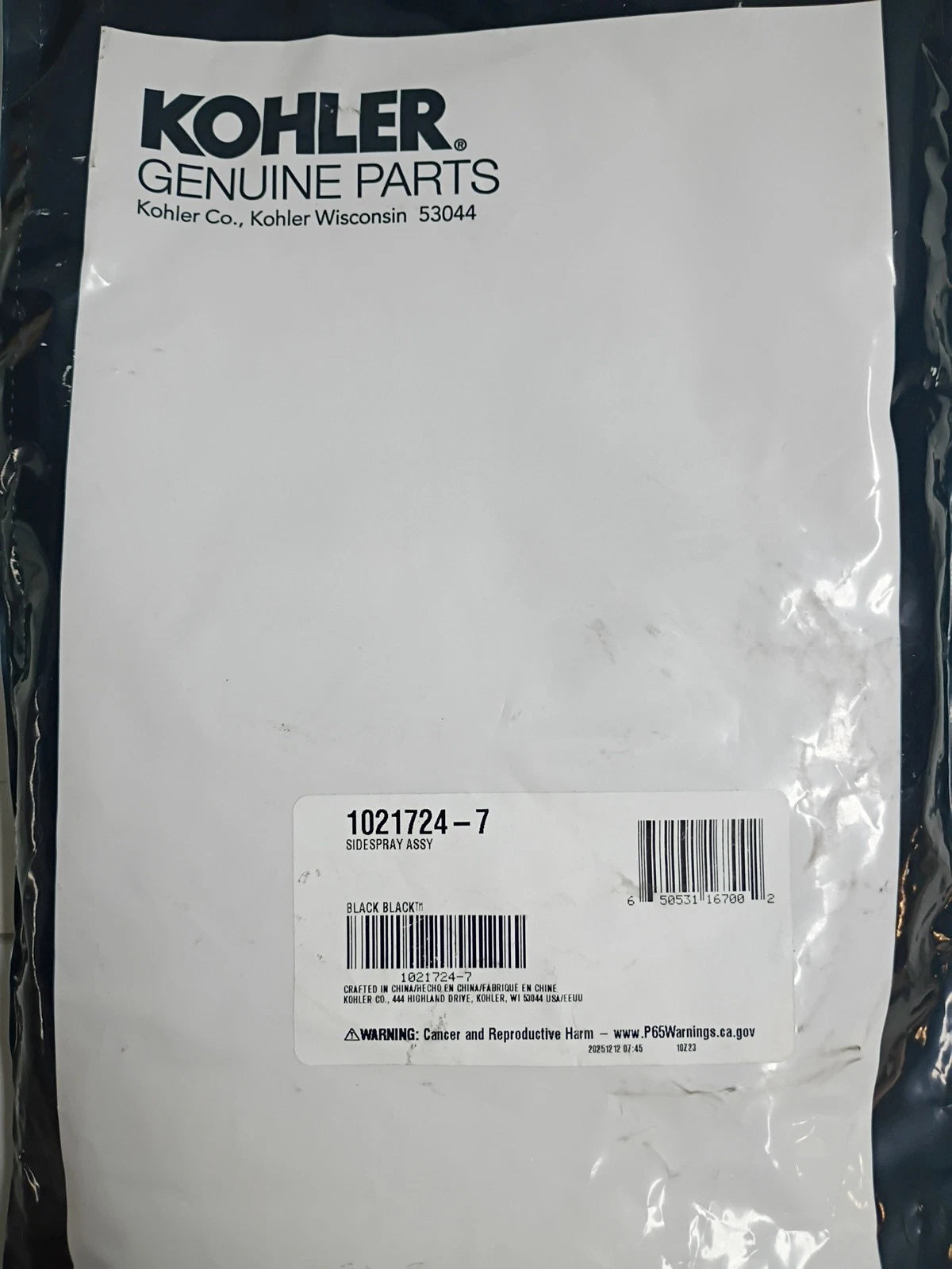 Kohler 1021724-7 Pullout Faucet Hose Kit 3ft Sink Hose Black Handle New
