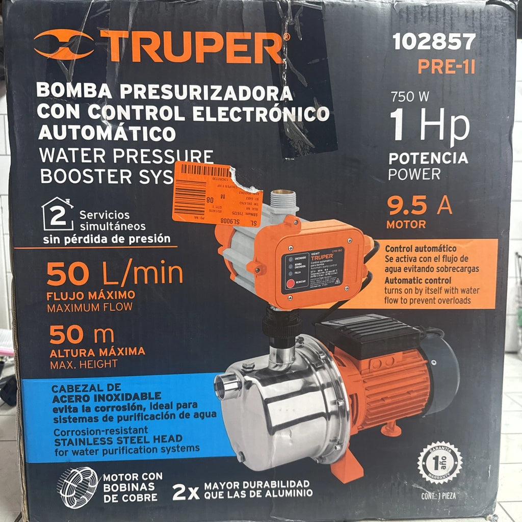TRUPER PRE-11 - 1-HP Water Pressure Booster Pump System New Open Box