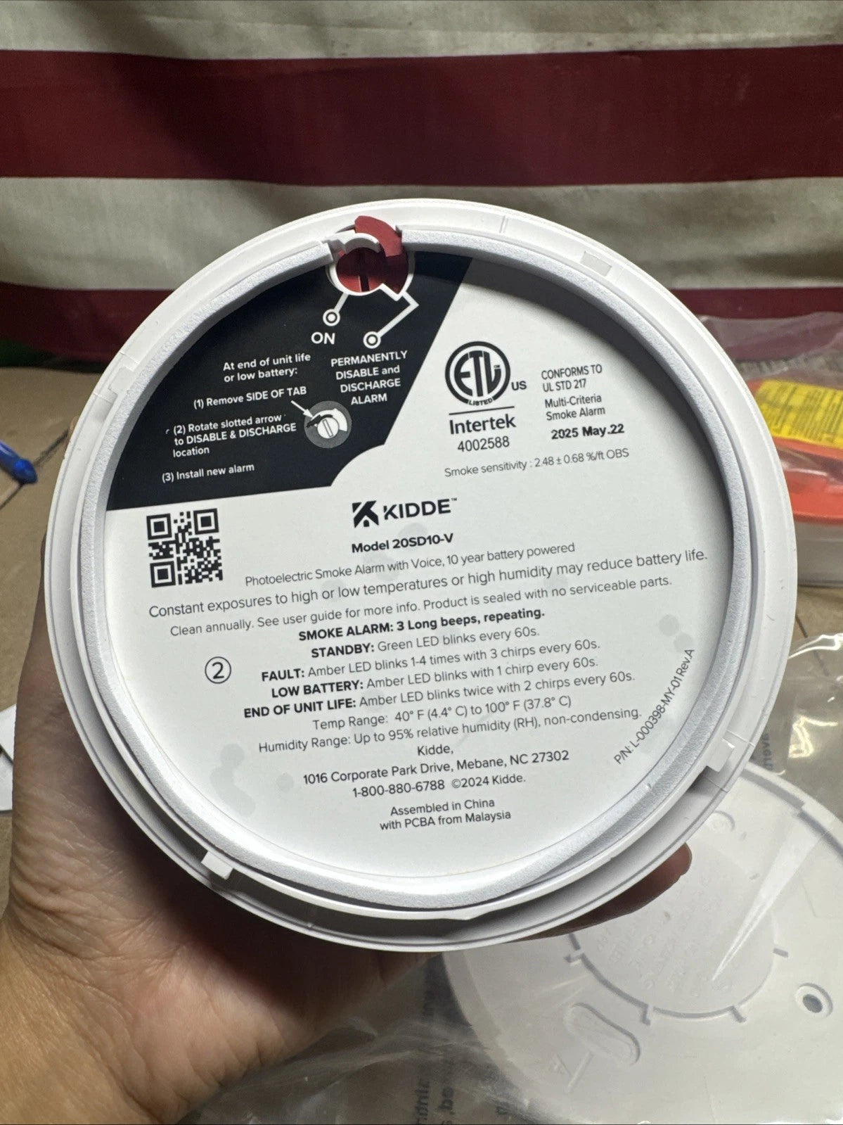 Kidde Smoke Alarm 10-Year Sealed Battery, Voice Alerts, White, 3-Pack 20SD10-V