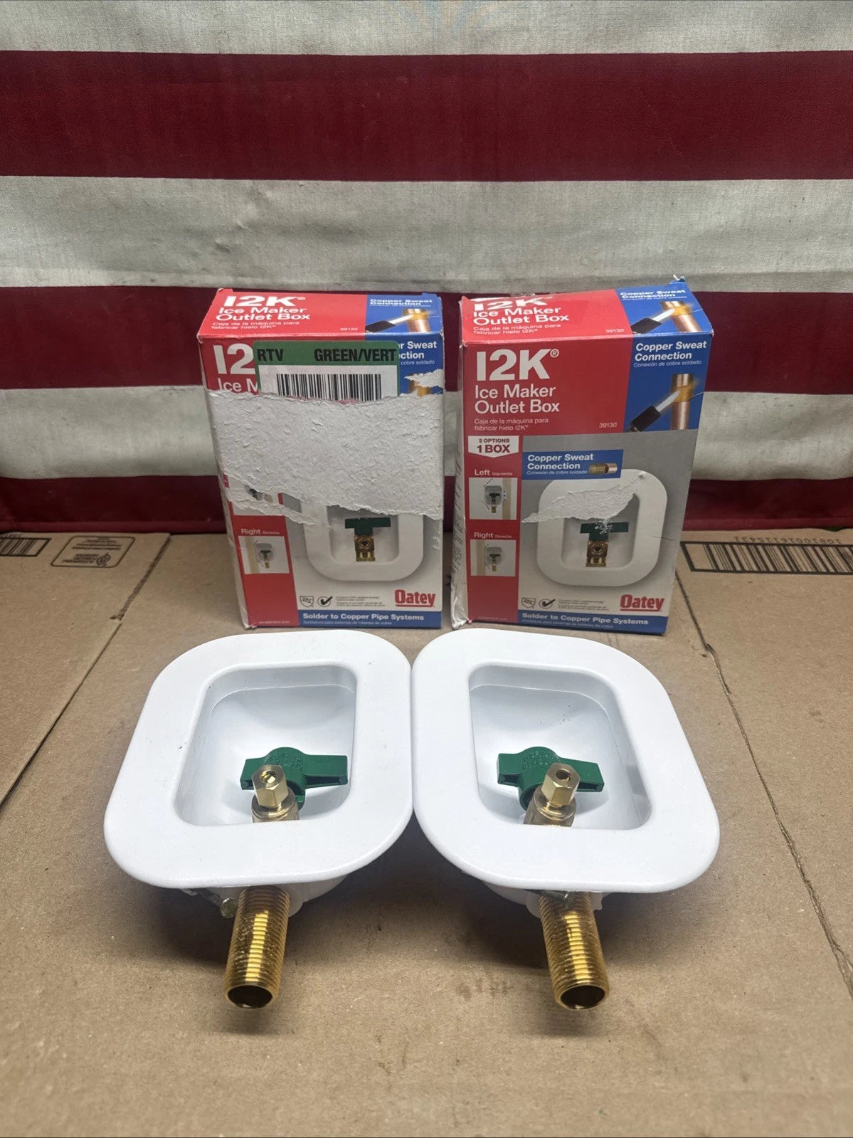 Lot Of 2 Oatey Commercial Ice Maker Box Brass White 1/2" FIP 39130