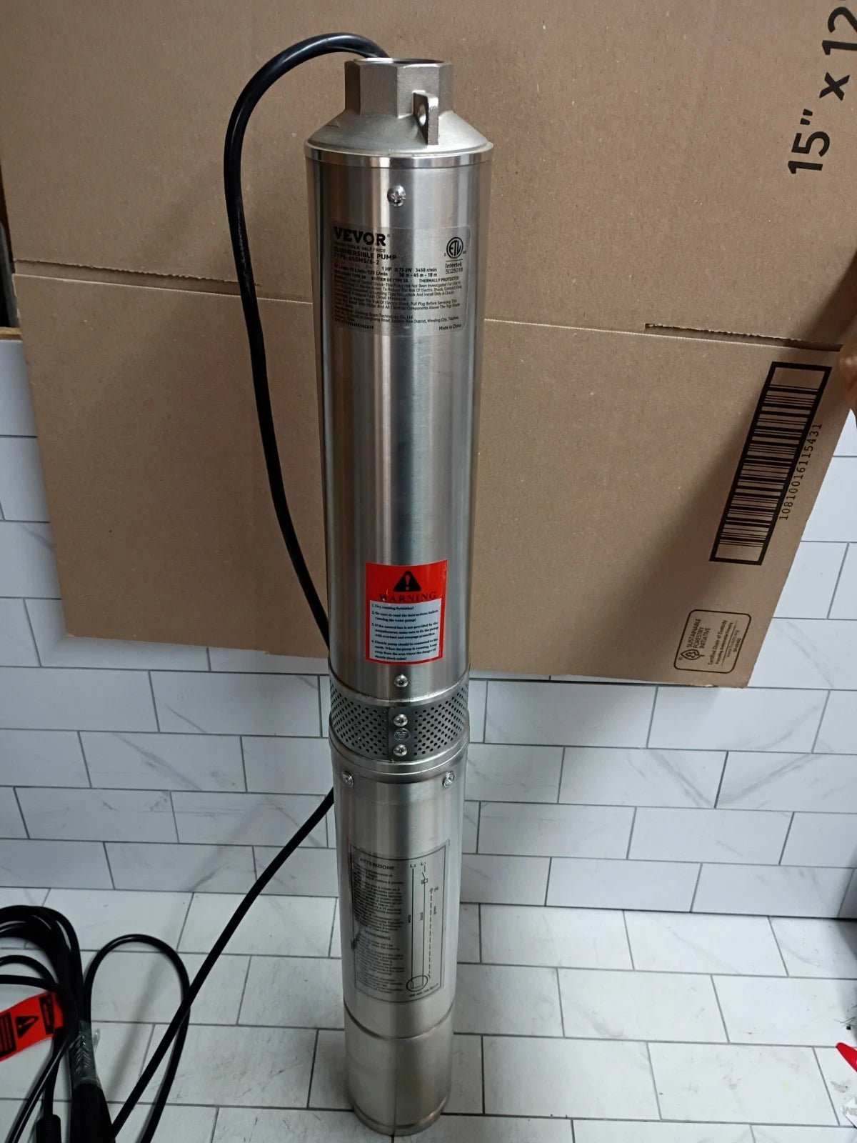 vevor submersible pump type 4ssm5/6 230v 1 Hp. Open Box