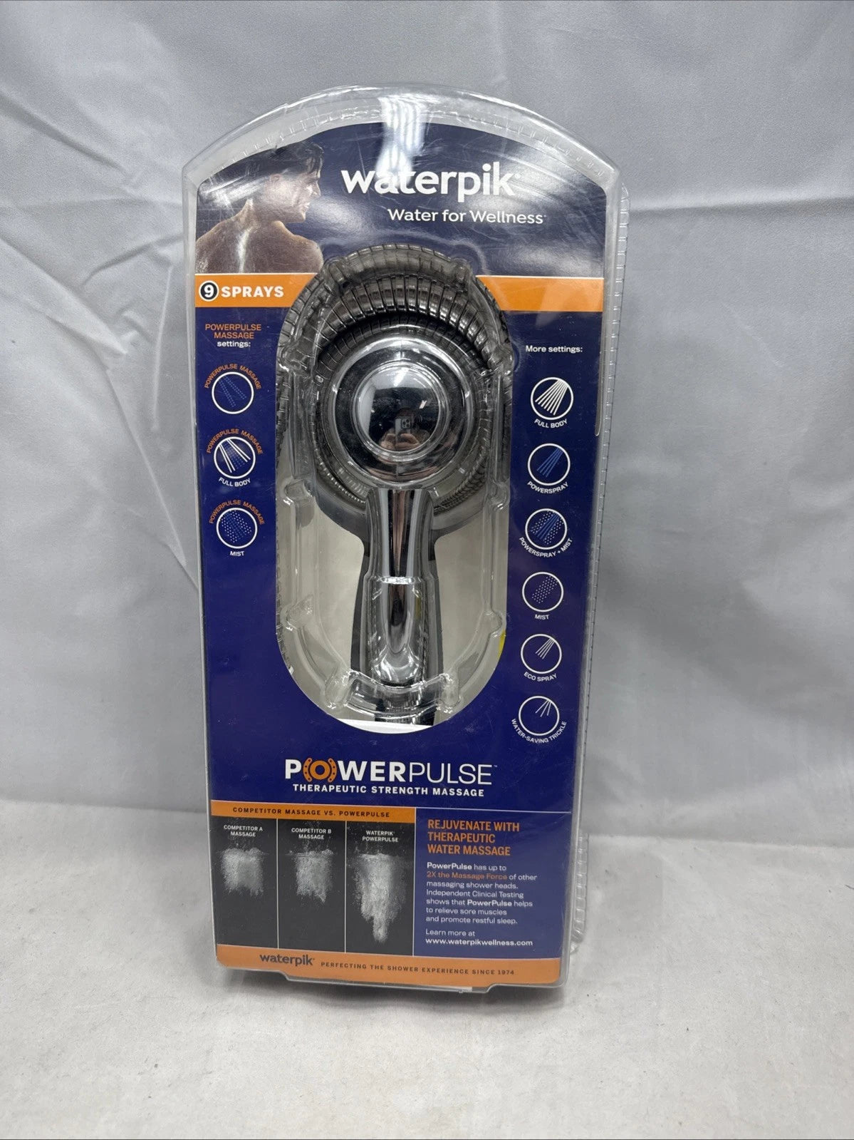 Waterpik PowerPulse 9-Spray Wall Mount Handheld Shower Head 1.8 GPM Chrome