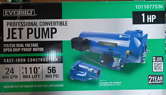 Everbilt 1 HP Professional Convertible Jet Pump. Read Description For Parts