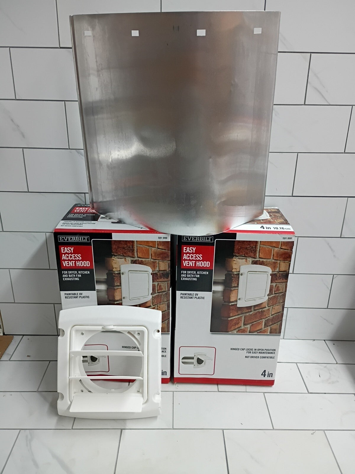 2pk Everbilt Easy Access 4" Vent Hood. BHLH4WHD White NEW Open Box 591-999