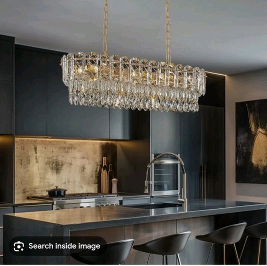 Elara Gold Crystal Rectangular Chandelier (Model CH478-A / KXP002G-10C)