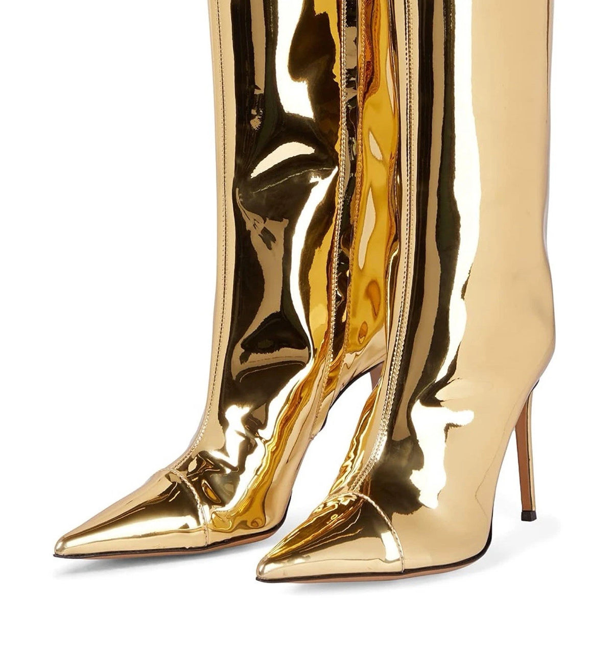 Arqa Women’s 9.5 Gold boot pointed toe stiletto heel knee high boot zipper