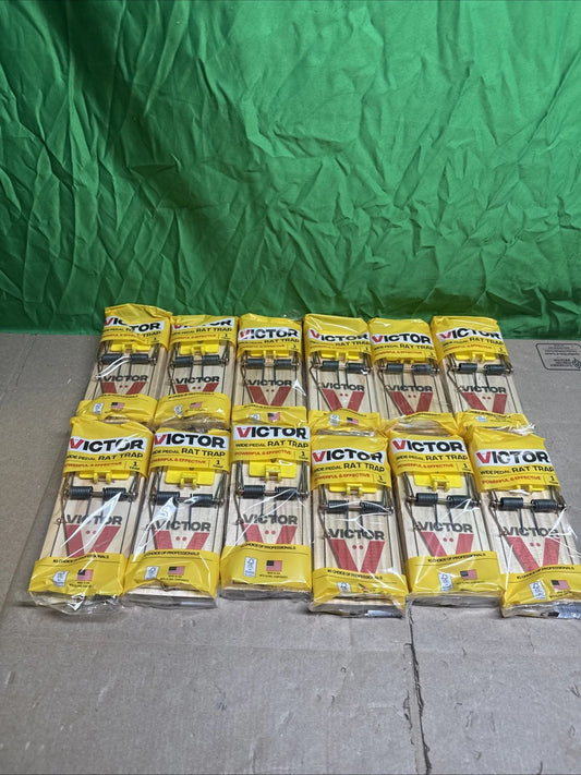12 Pack Victor Professional Rat Trap Reusable Wood Snap 7"x3.5" New In Package