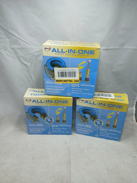 3PK DANCO All-In-One Toilet Installation Kit 10879 Perfect Seal Zero Cut Bolts
