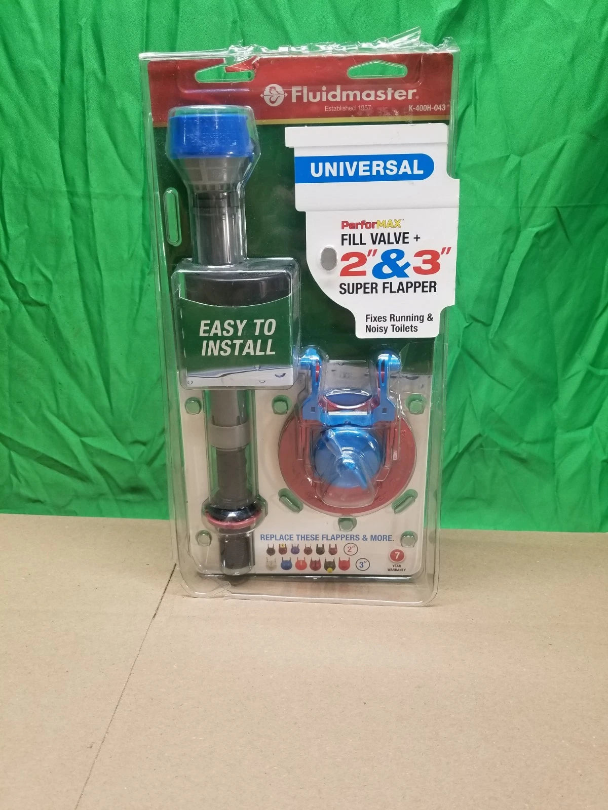 3pck Fluidmaster Fill Valve + 2” & 3” Super Flapper Kit K-400H-043 OPEN BOX