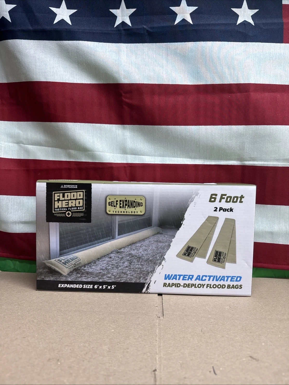 Flood Hero 6 ft Water Activated Sandbags - 2 Pack Flood Bag Barriers for Home