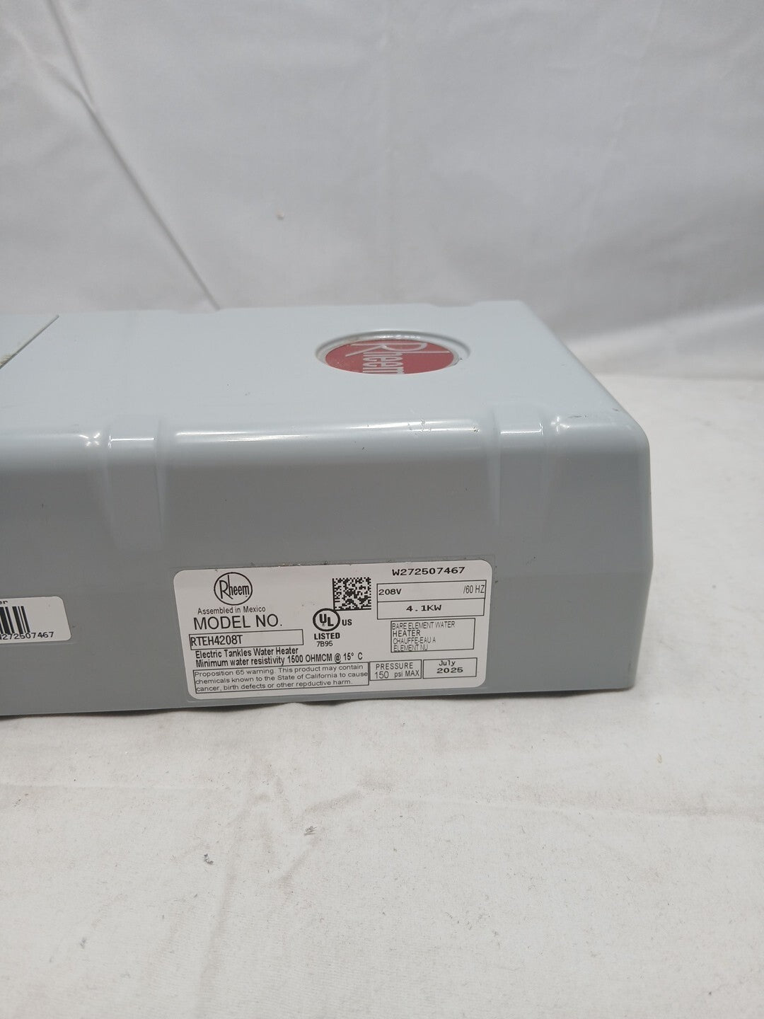 Rheem4.1 kW, 208-Volt Non-Thermostatic Tankless Electric Water Heater,...