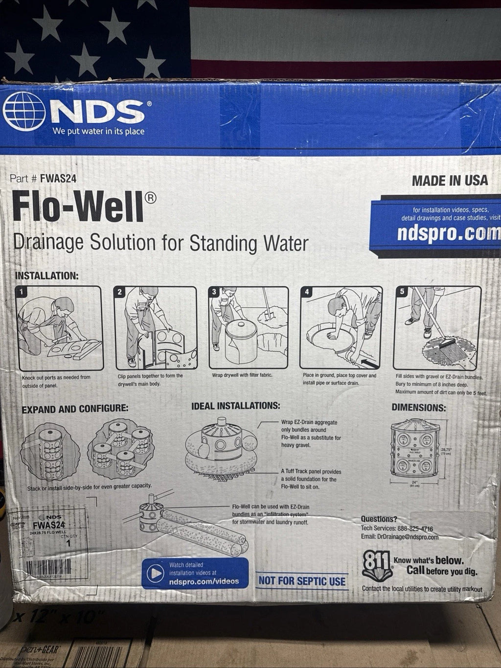 NDS 24 in. Plastic Storm Water Leaching System FWAS24 New Open Box