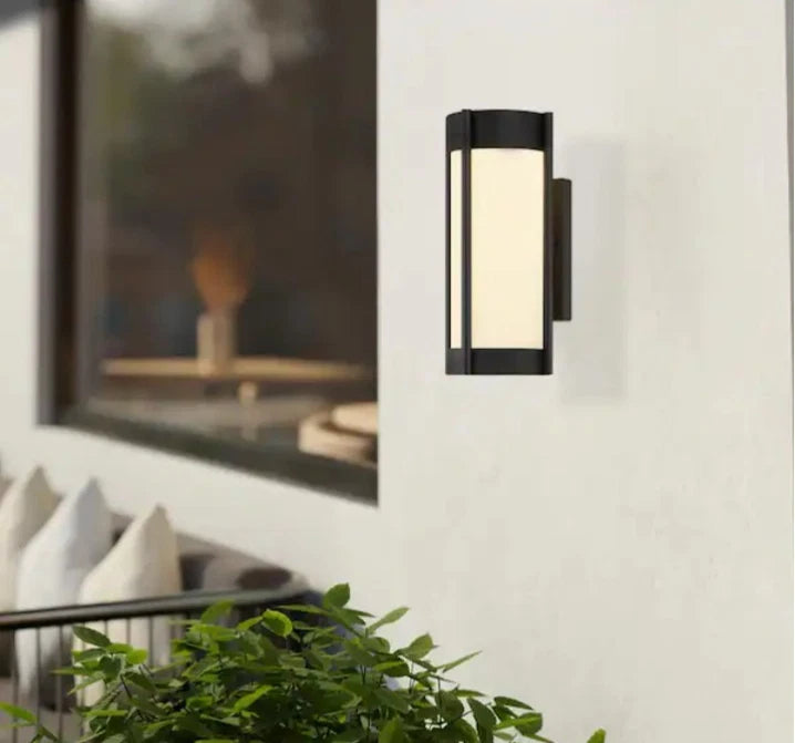 Cedar Lane Matte Black Outdoor Line Voltage Hardwired Porch Light Wall Sconce OB