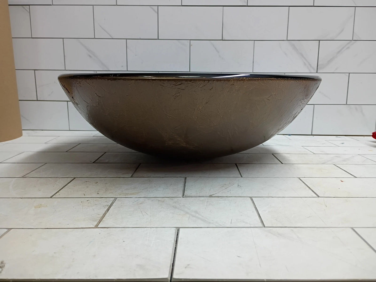 Bathroom Tempered Glass Vessel Sink Counter Pop Up Drain Basin Faucet Bowl OB