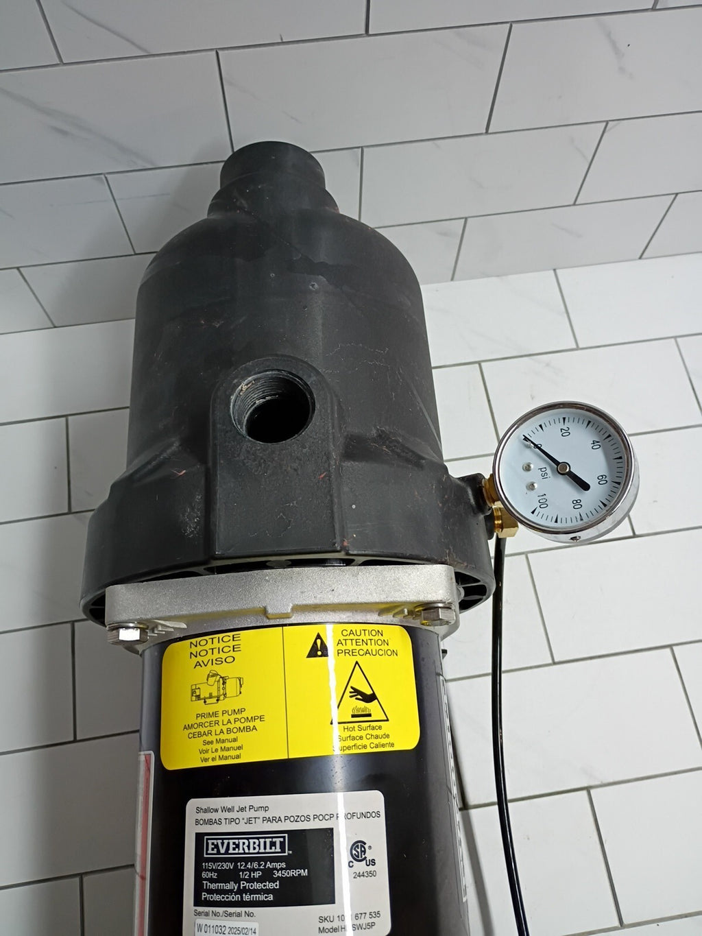 Everbilt HDSWH5P 1/2 HP Plastic Shallow Well Jet Pump FOR PARTS ONLY.