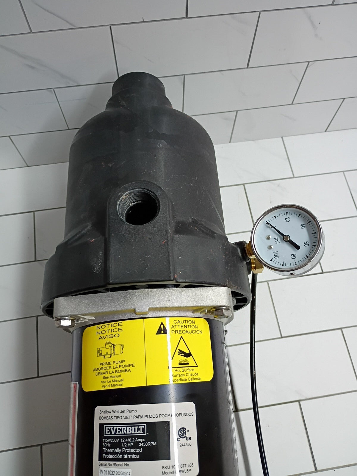 Everbilt HDSWH5P 1/2 HP Plastic Shallow Well Jet Pump FOR PARTS ONLY.