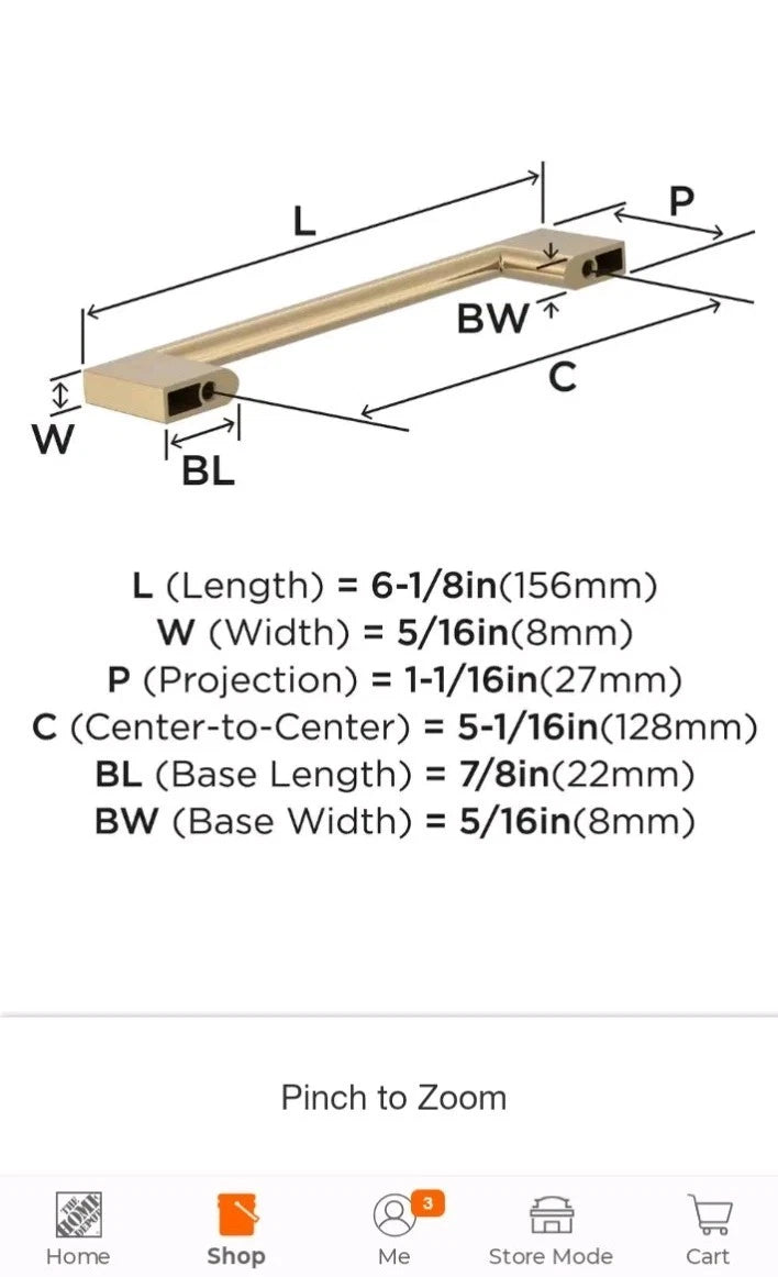 10pk Amerock 10BX37132CZ Champagne Bronze Cabinet Pull 5-1/16" Center-to-Center