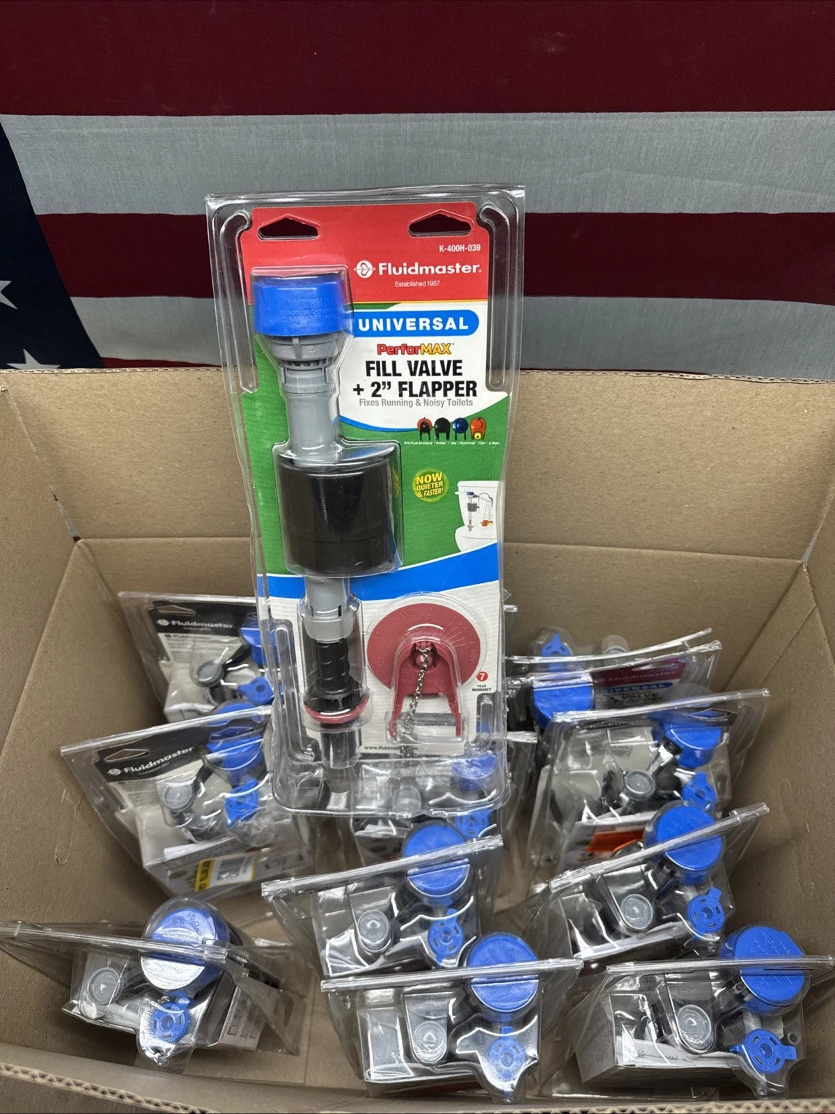 12PK Fluidmaster K-400H-039 Performax Universal Toilet Fill Valve And FlapperKit