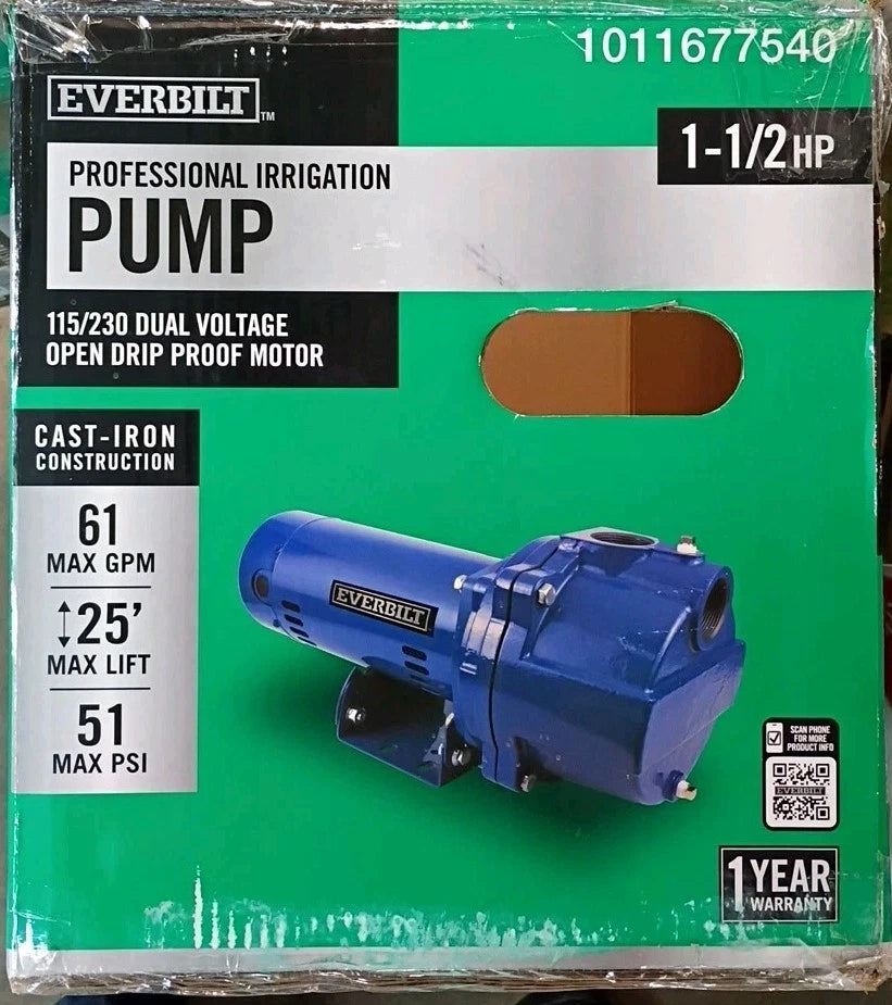 Everbilt 1-1/2 HP Cast Iron Lawn Irrigation Pump 115 /230 Dual Voltage FOR PART.