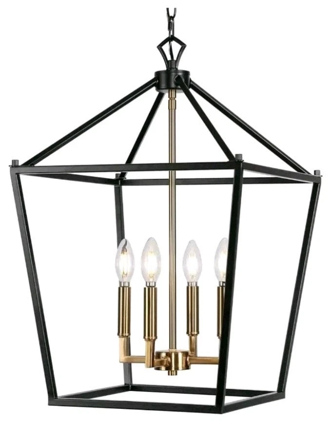 JONATHAN Y 16" Oil Rubbed Bronze/Brass Gold Lantern Pendant Light JYL7437D OB