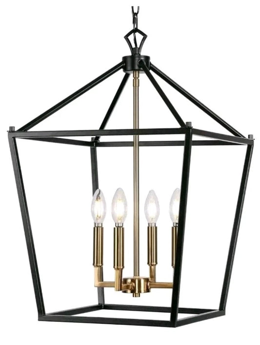 JONATHAN Y 16" Oil Rubbed Bronze/Brass Gold Lantern Pendant Light JYL7437D OB