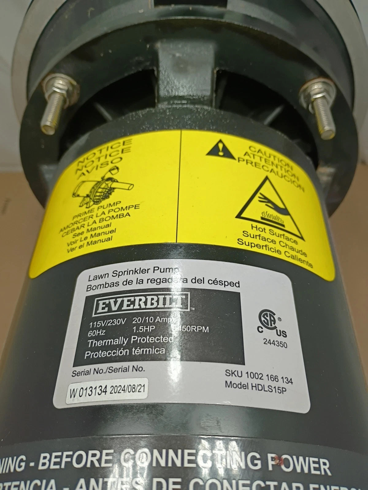 Everbilt Lawn Irrigation Pump Plastic 1.5HP HDLS15P PARTS ONLY