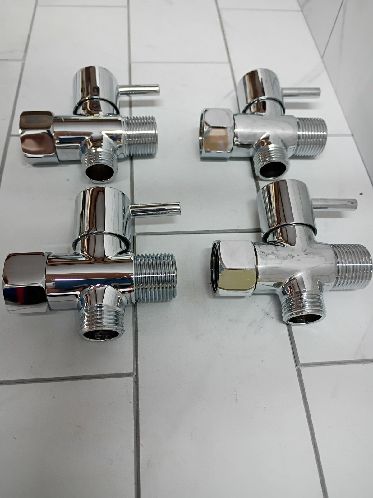 4pk Solid Brass 3-Way 1/2 Shower Diverter (Chrome Plating) New Open Box READ DES