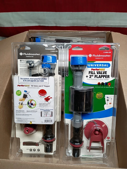6PK Fluidmaster Performax, Universal Fill Valve 2" FlapperKit K-400H-039, OB