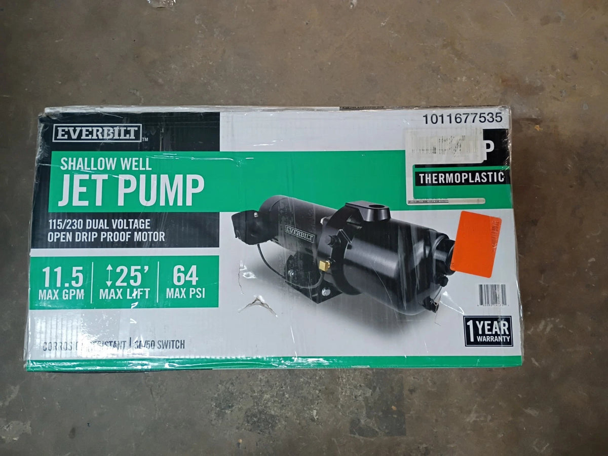 Everbilt HDSWH5P 1/2 HP Plastic Shallow Well Jet Pump New Open Box