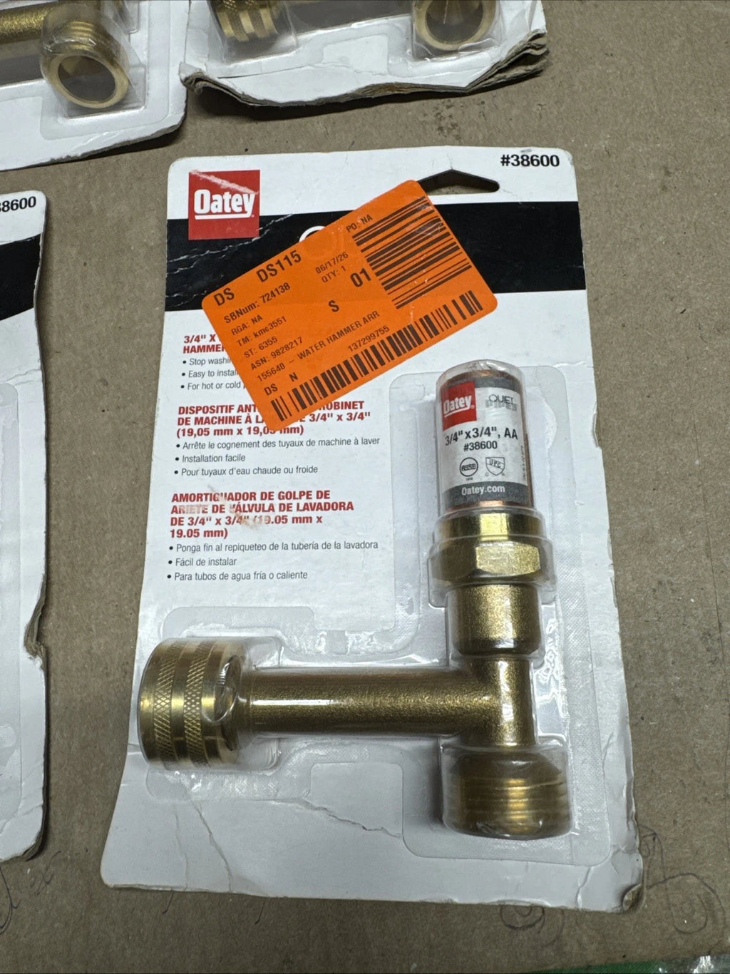 Lot Of 5 Oatey #38600 Quiet Pipes 3/4 x 3/4 Washing Machine Hammer Arrestor￼