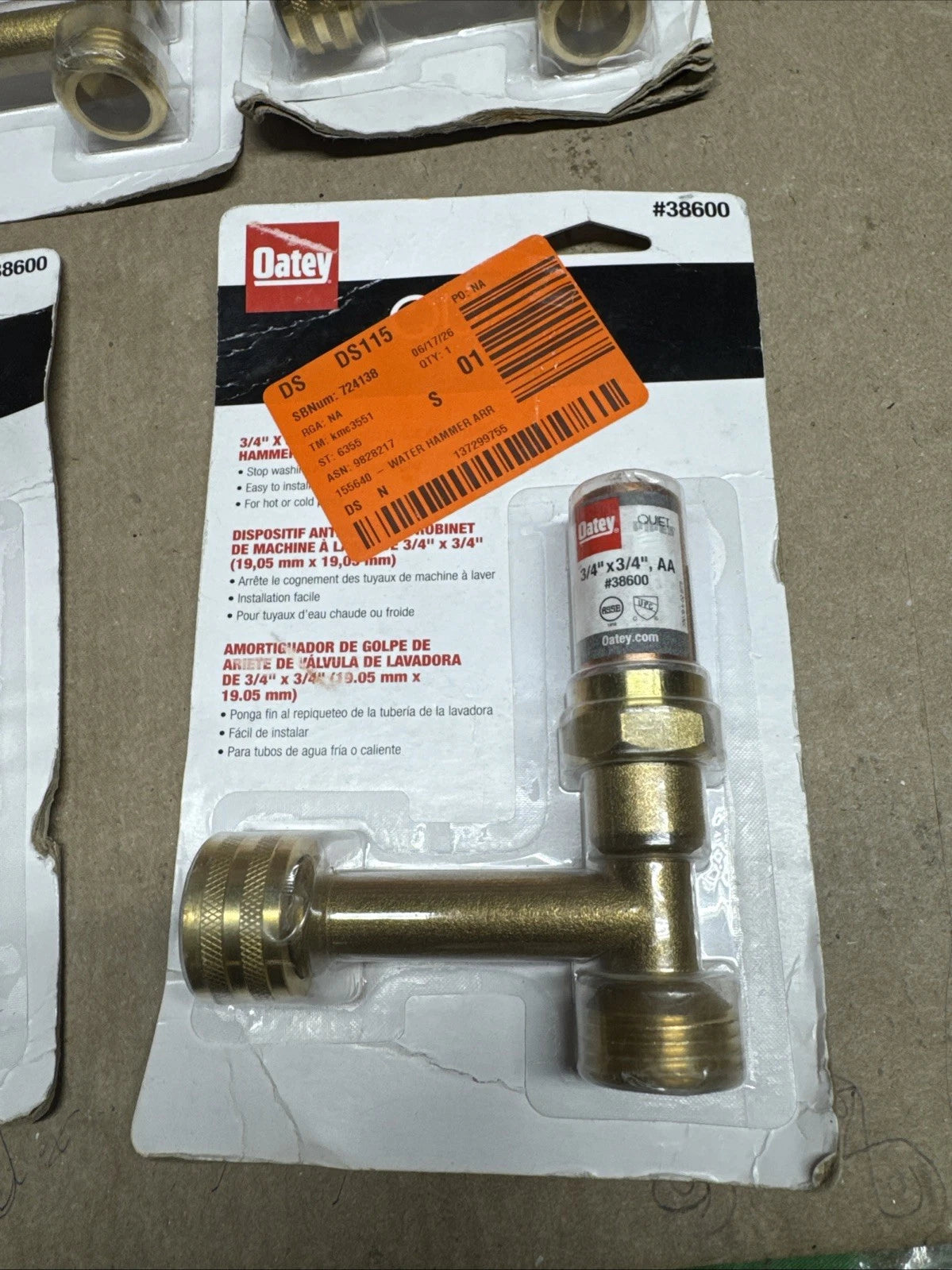 Lot Of 5 Oatey #38600 Quiet Pipes 3/4 x 3/4 Washing Machine Hammer Arrestor￼