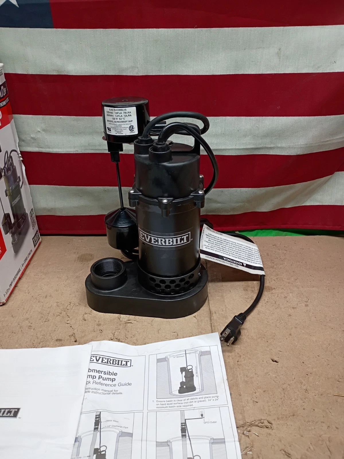 Everbilt HDPS50W 1/2 HP Submersible Aluminum Sump Pump with Vertical Switch, OB,