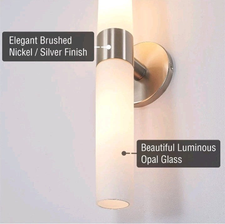 Kira Home Duo 21" Modern Wall Sconce with Frosted Opal Glass Shades for Bathr OB