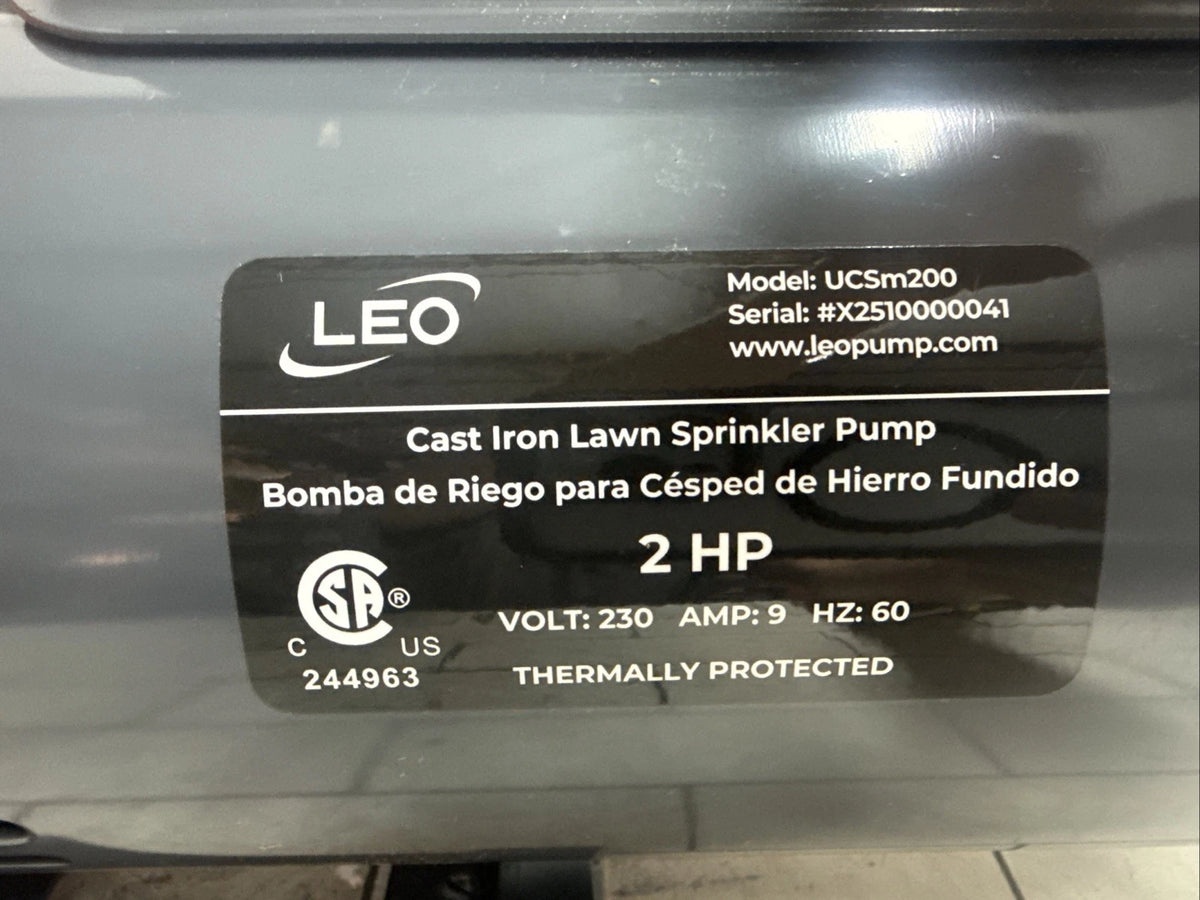 Leo UCSm200 2 hp Lawn Irrigation Sparkler Pump 230V 5200GPH Parts Only READ DESC