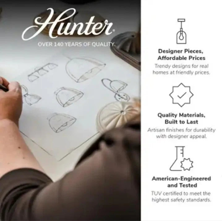 Hunter Hartland 22 in. 3-Light Alturas Gold Vanity Light with Clear Seeded Glass