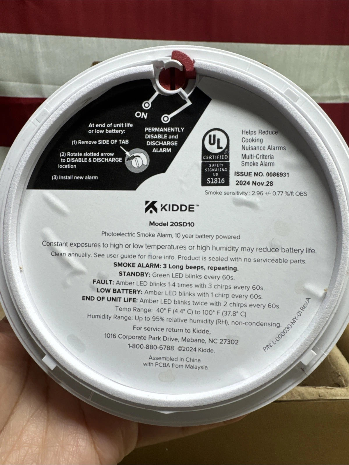 Kidde 10Yr Battery Smoke Detector W/LED Warning Light 1pk-Mdl:20SD10