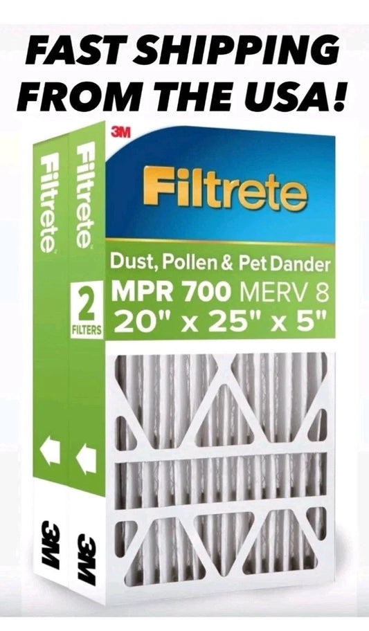 2 Pack Filtrete Electrostatic Air Filter 700 MPR 703DP5-2PK1E 20 in x 25 x 5" OB