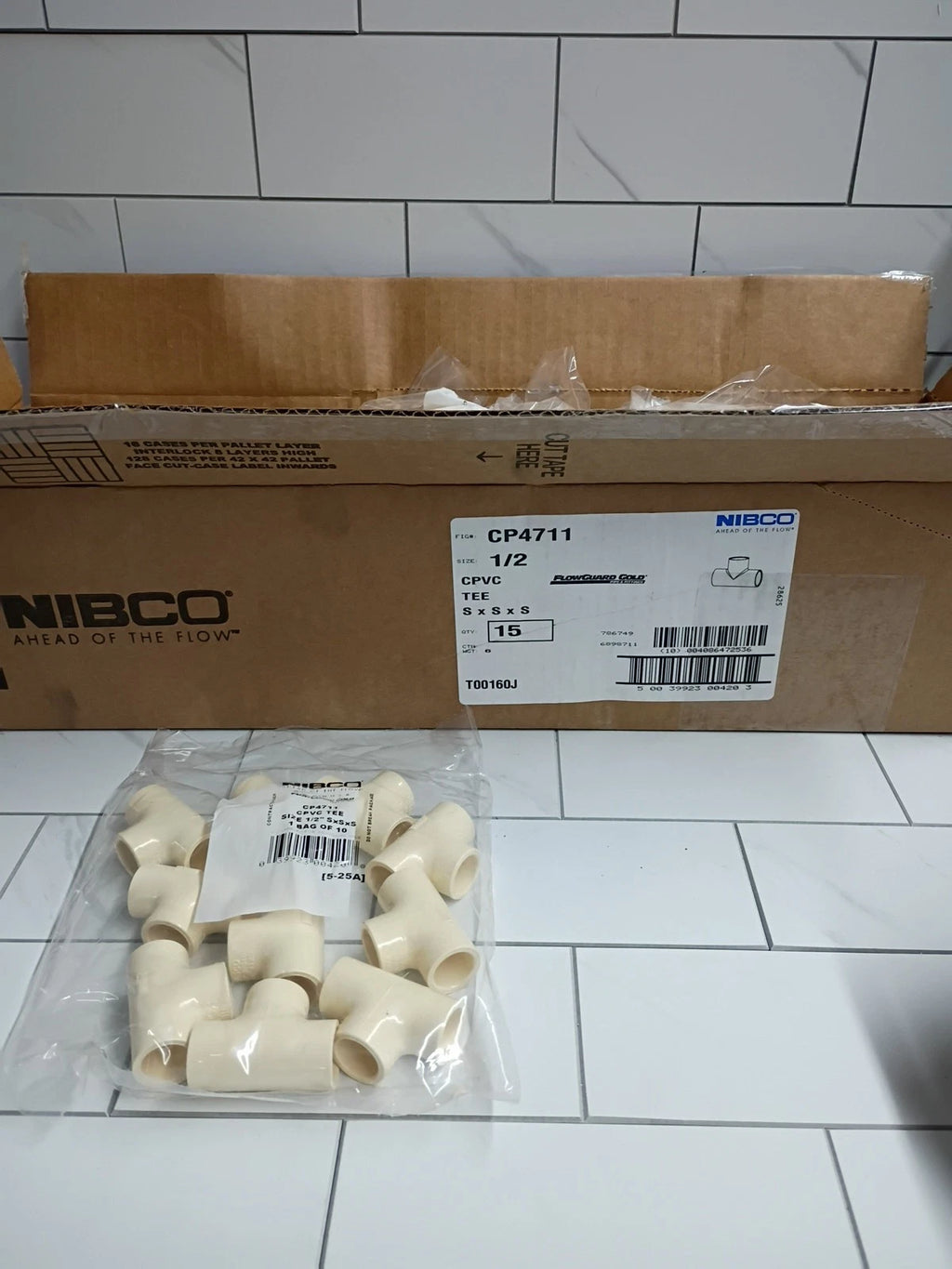 (150-Pk) Nibco CP4711 : 1/2" SxSxS CPVC TEE Hot or Cold Pressure 400PSI NEW